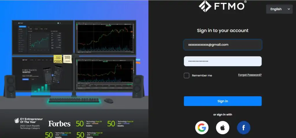 login ftmo prop trading forex